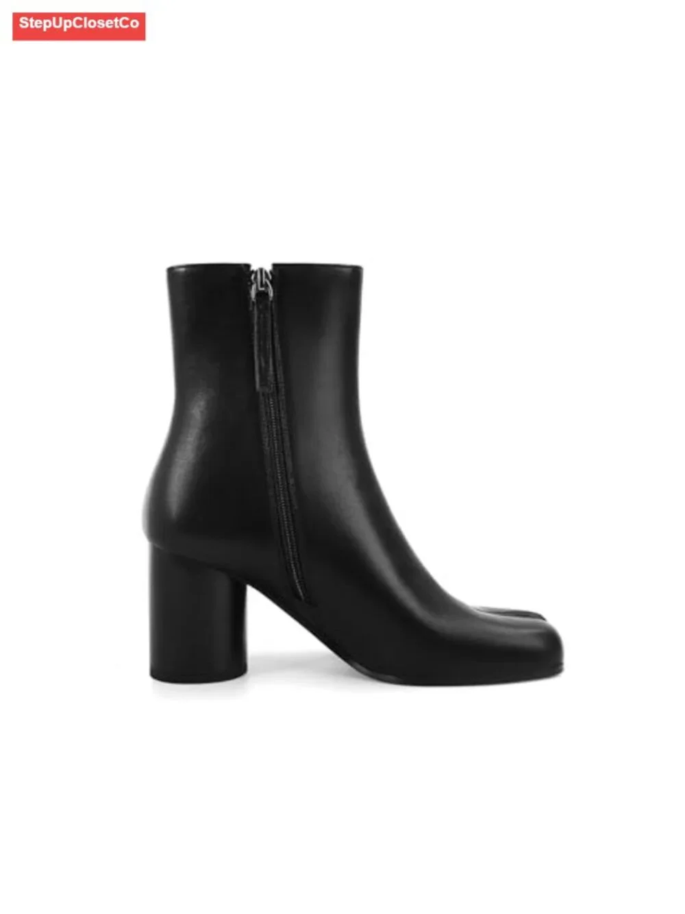 Women's Split Toe Tabi Ankle Boots Block Heel Zip Booties